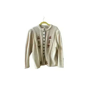 Vintage Astrifa Gestrickte Trach Holiday Cream Ivory Wool Cardigan Size 44 M/L